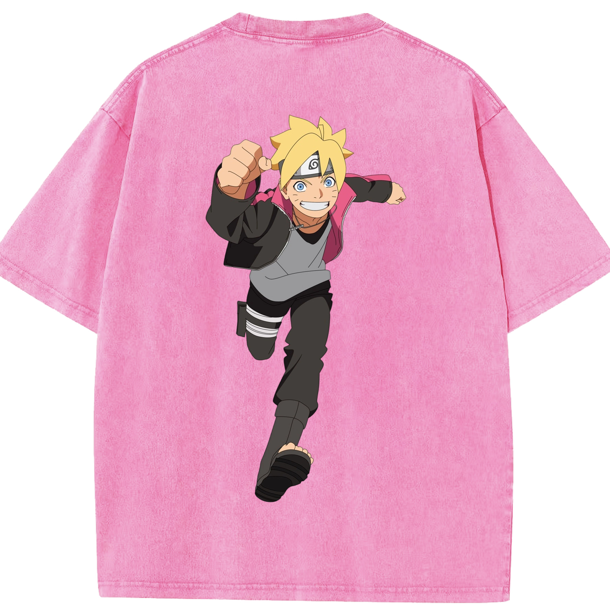 （画像用） NARUTO -ナルト- うずまき ボルト Uzumaki Boruto 綿100% ヴィンテージ風 半袖Tシャツ（背面プリント）